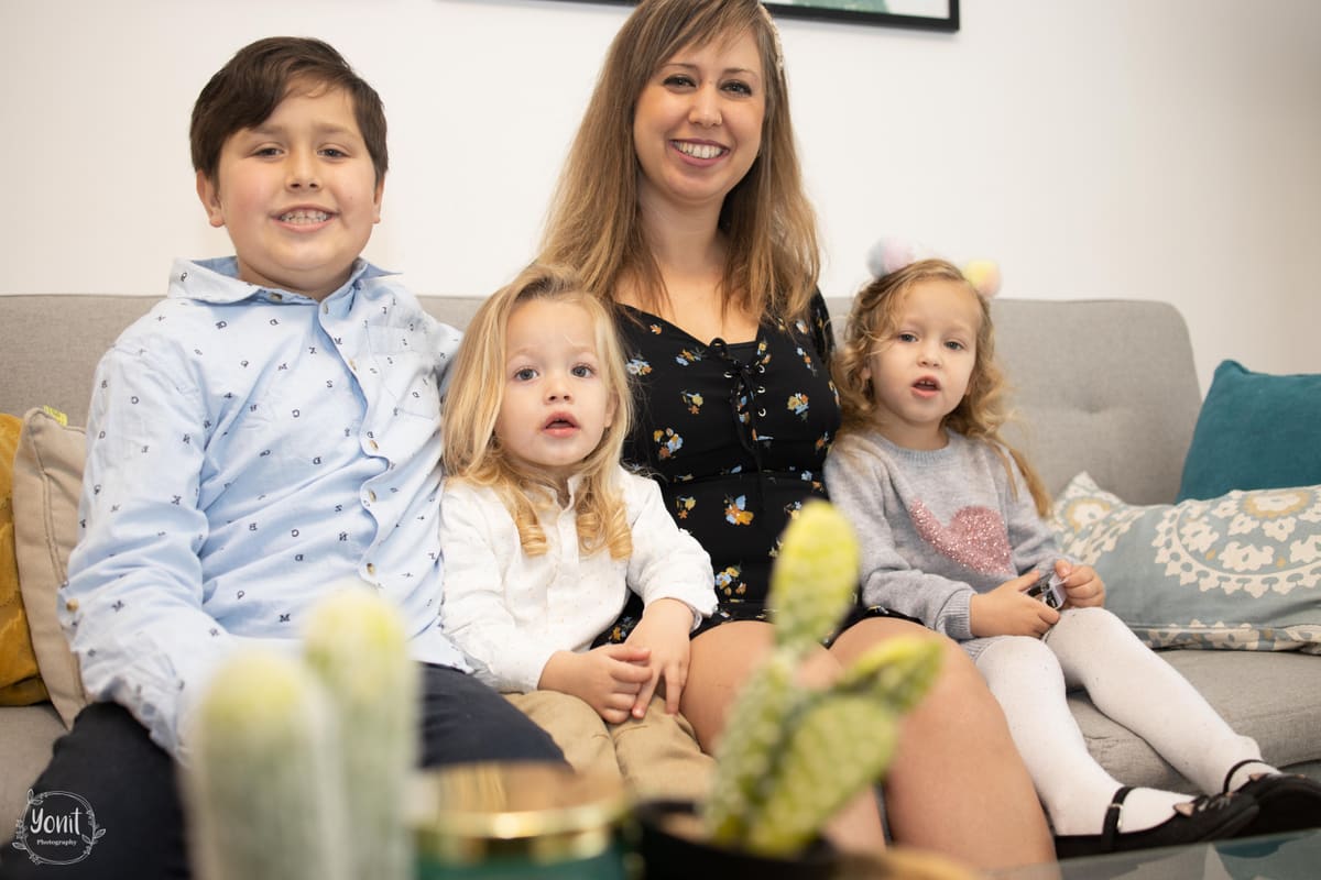 Candid family moment during a portrait session